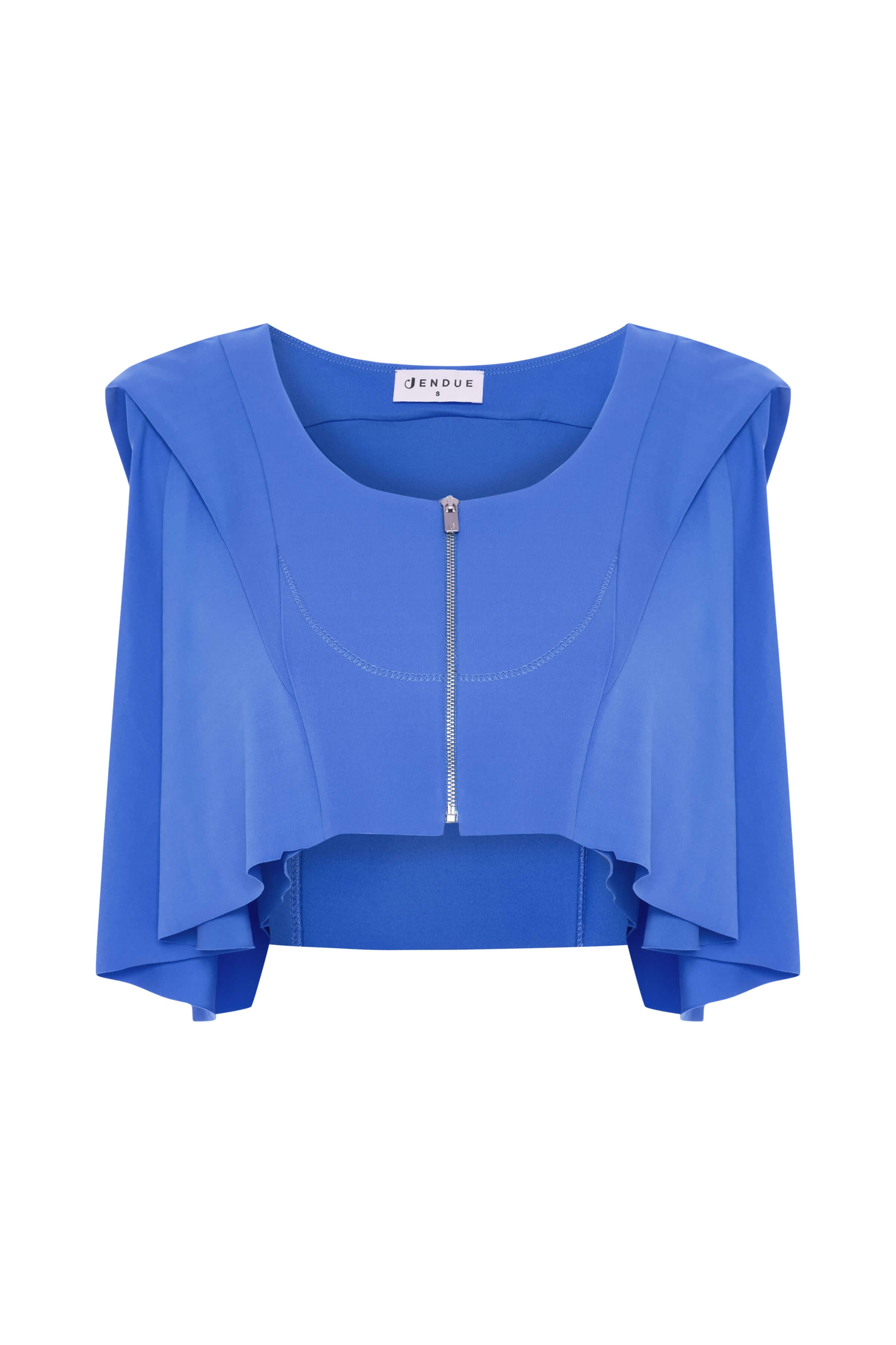 JENDUE Cècile Crop and Vest - Designer Zip-Up Bolero Top 1