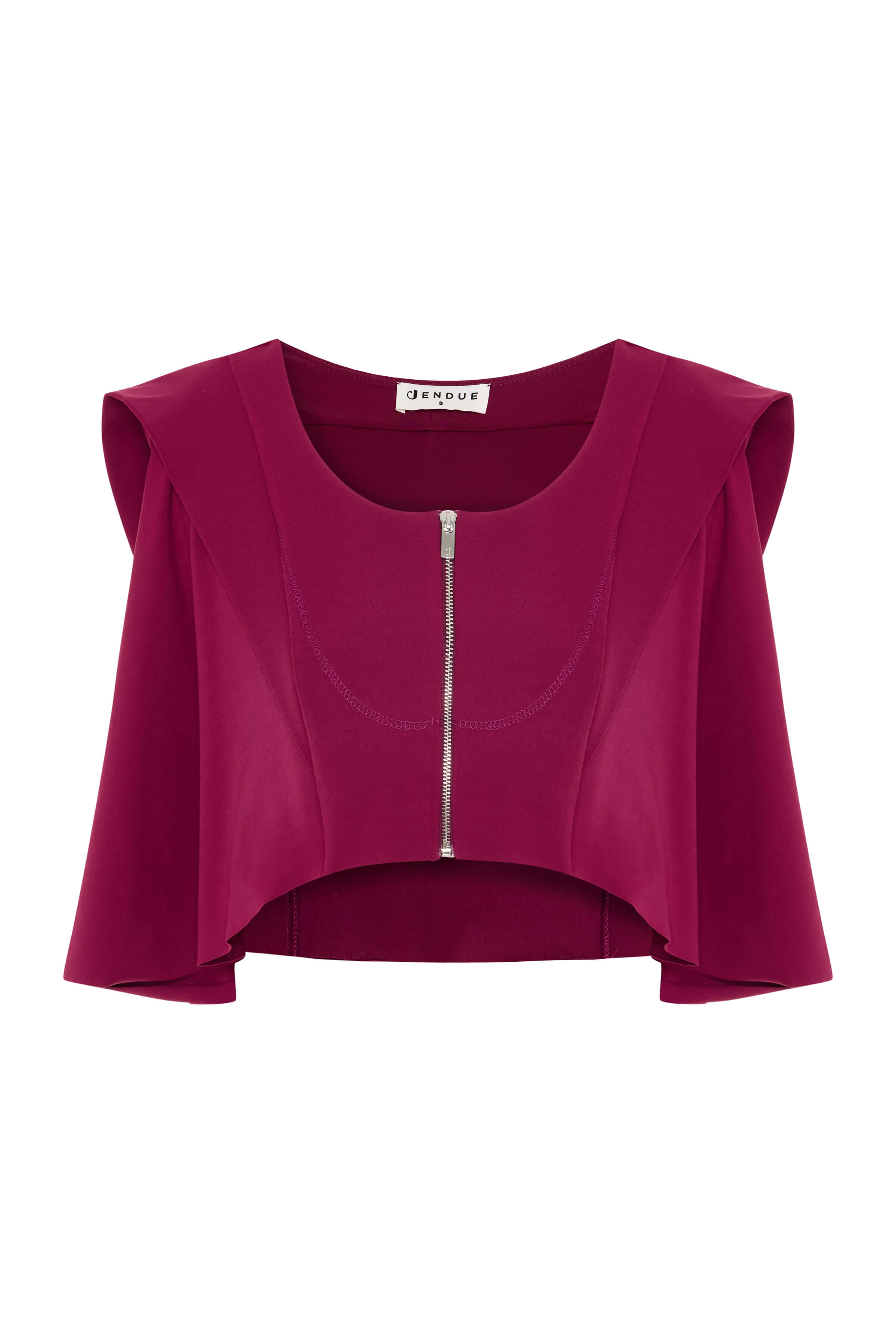 JENDUE Cècile Crop and Vest - Designer Zip-Up Bolero Top 3