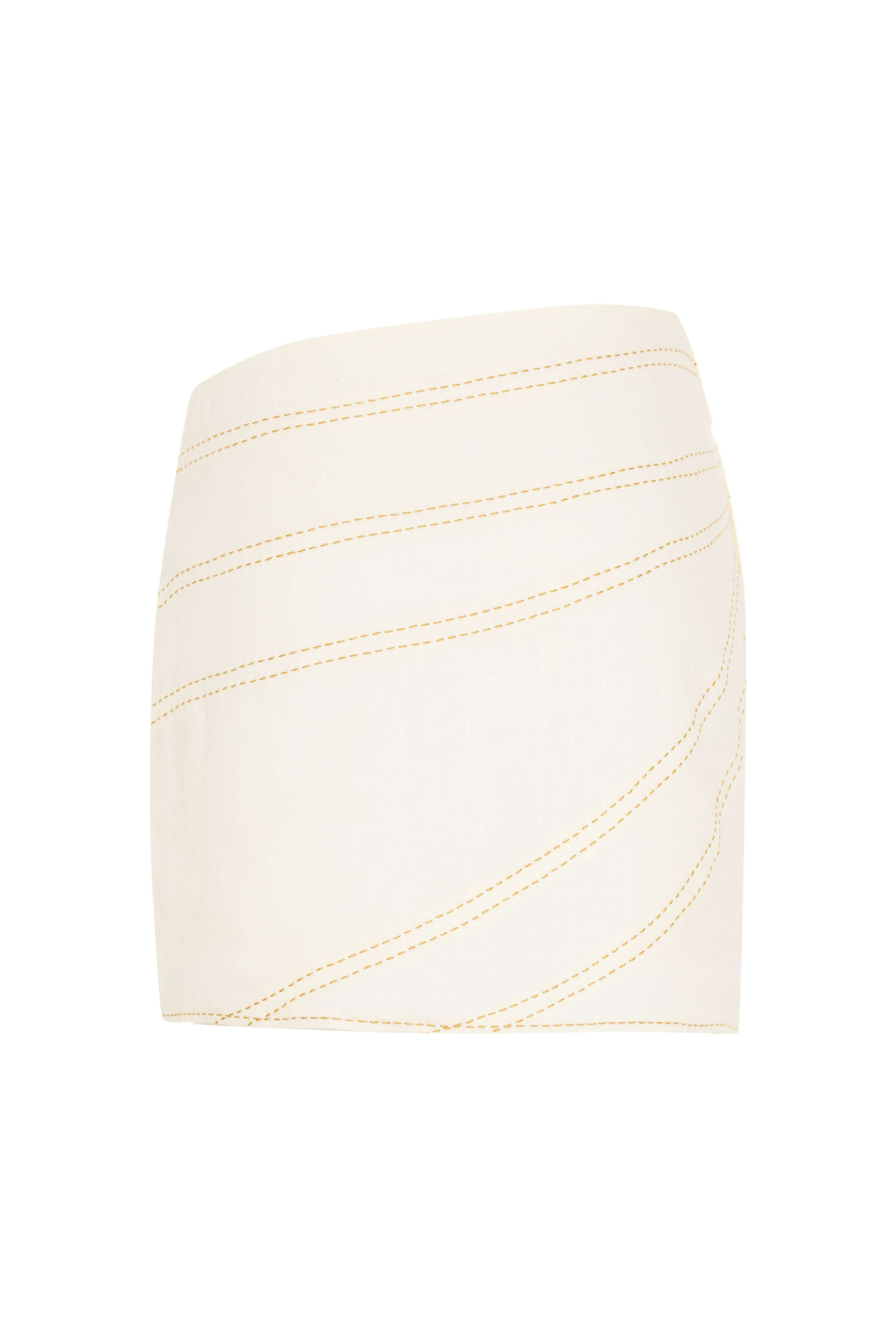 JENDUE Radiant Skirt - Linen Mini Skirt with Gold Stitching 2