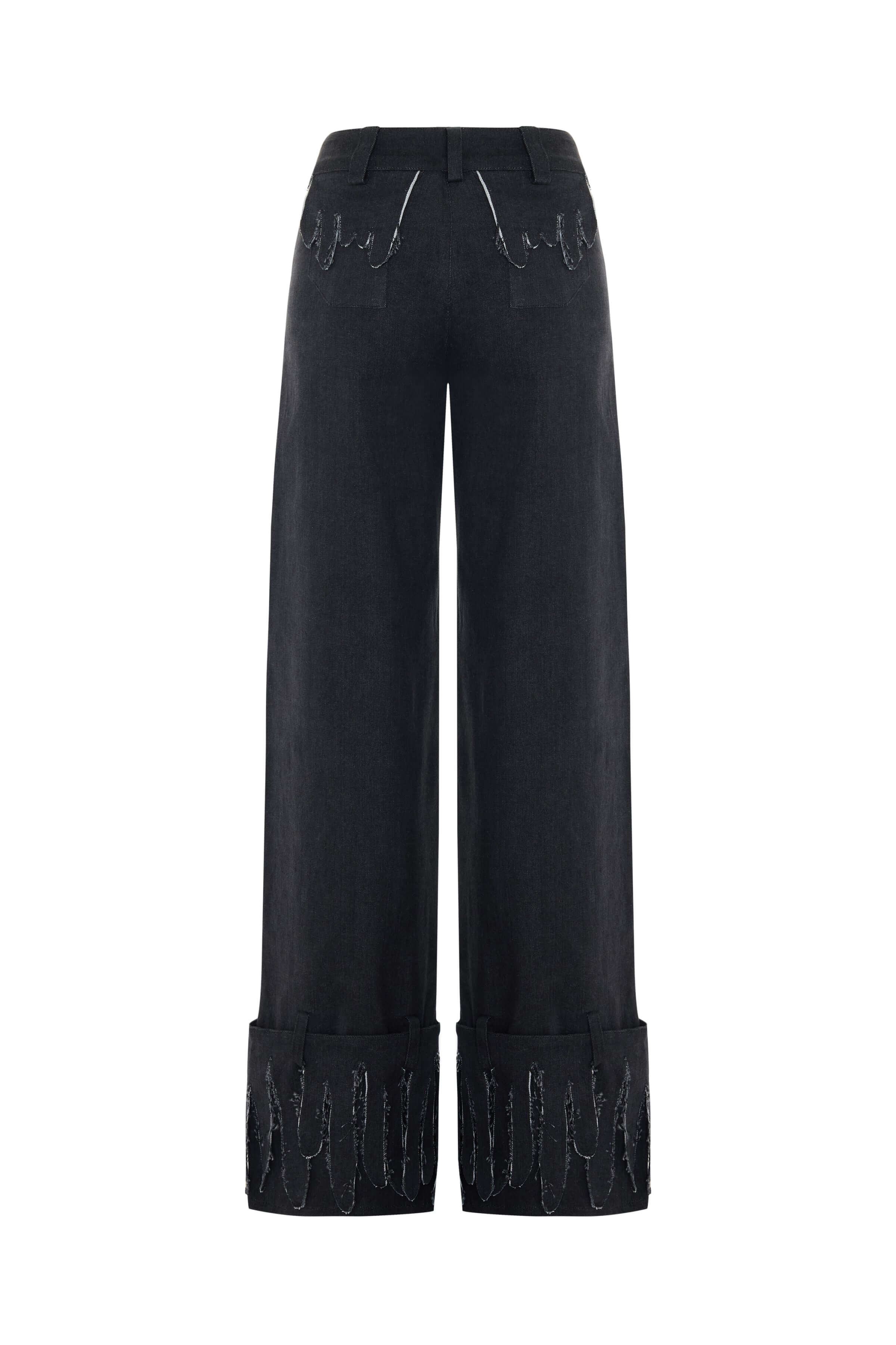 JENDUE Luciano Trousers - Wide-Leg Black Denim Pants 2