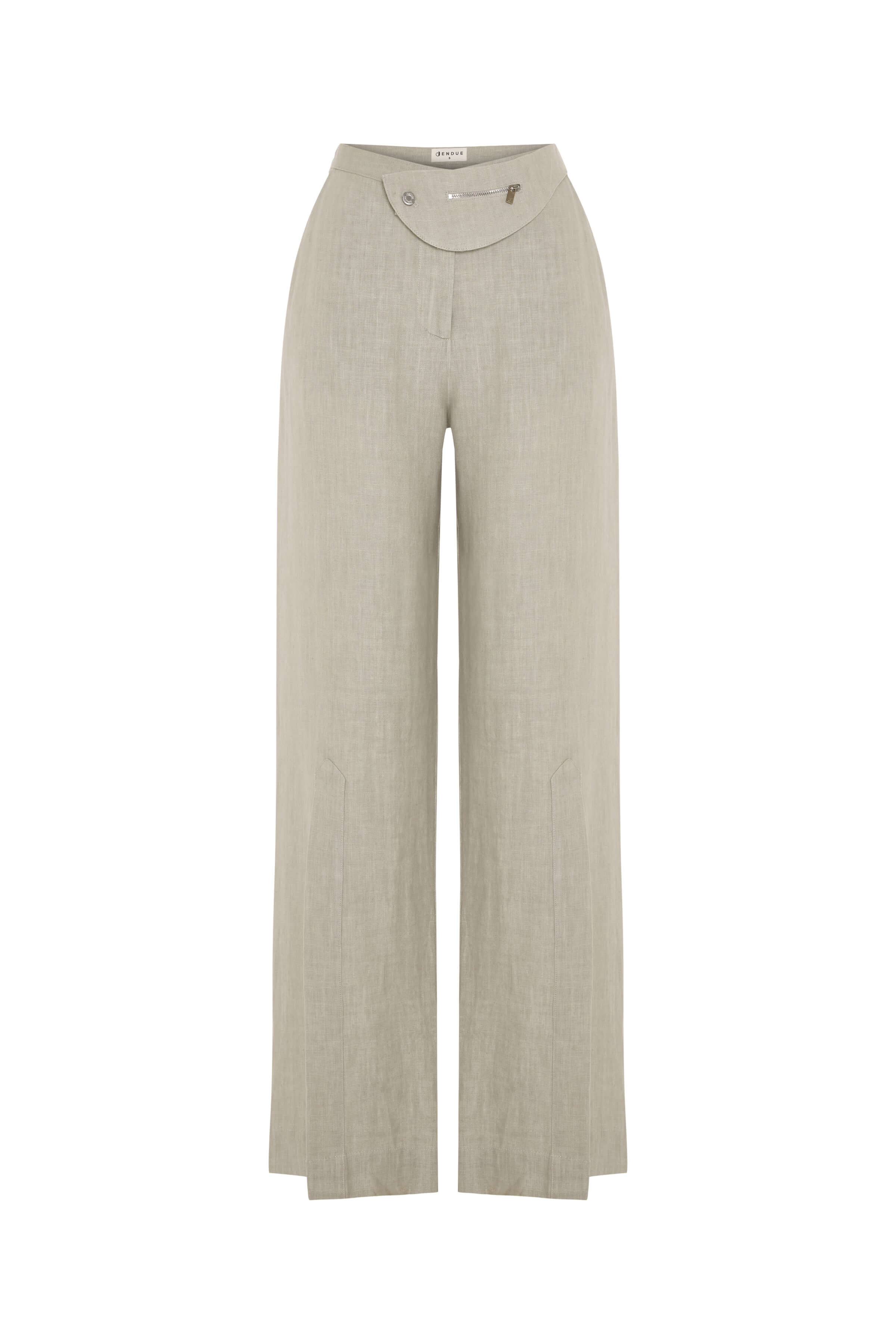 JENDUE Lia Linen Pants- High-Waist Wide Leg Trousers 1