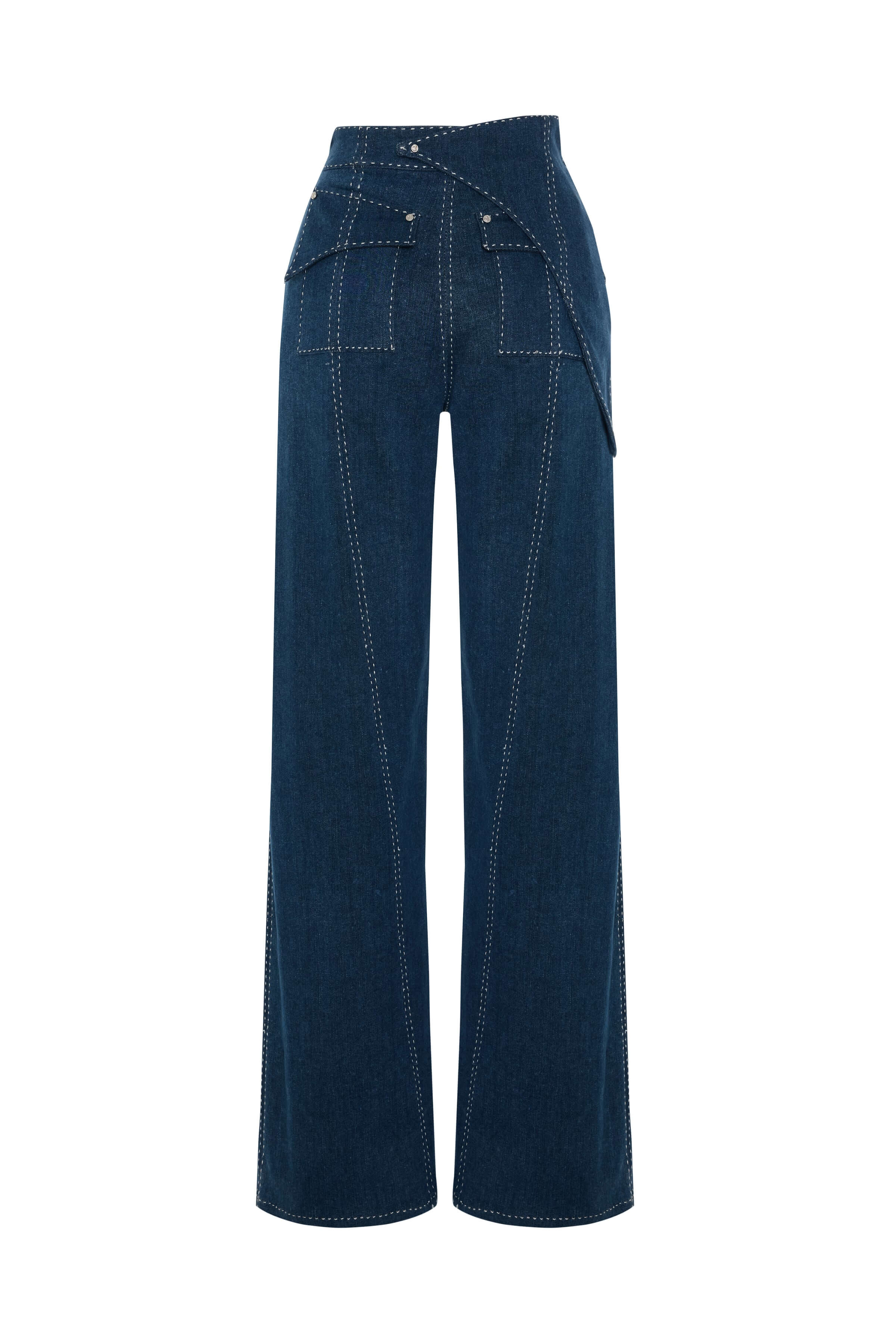 JENDUE Liora Trousers - High-Waist Wide-Leg Denim Pants 2
