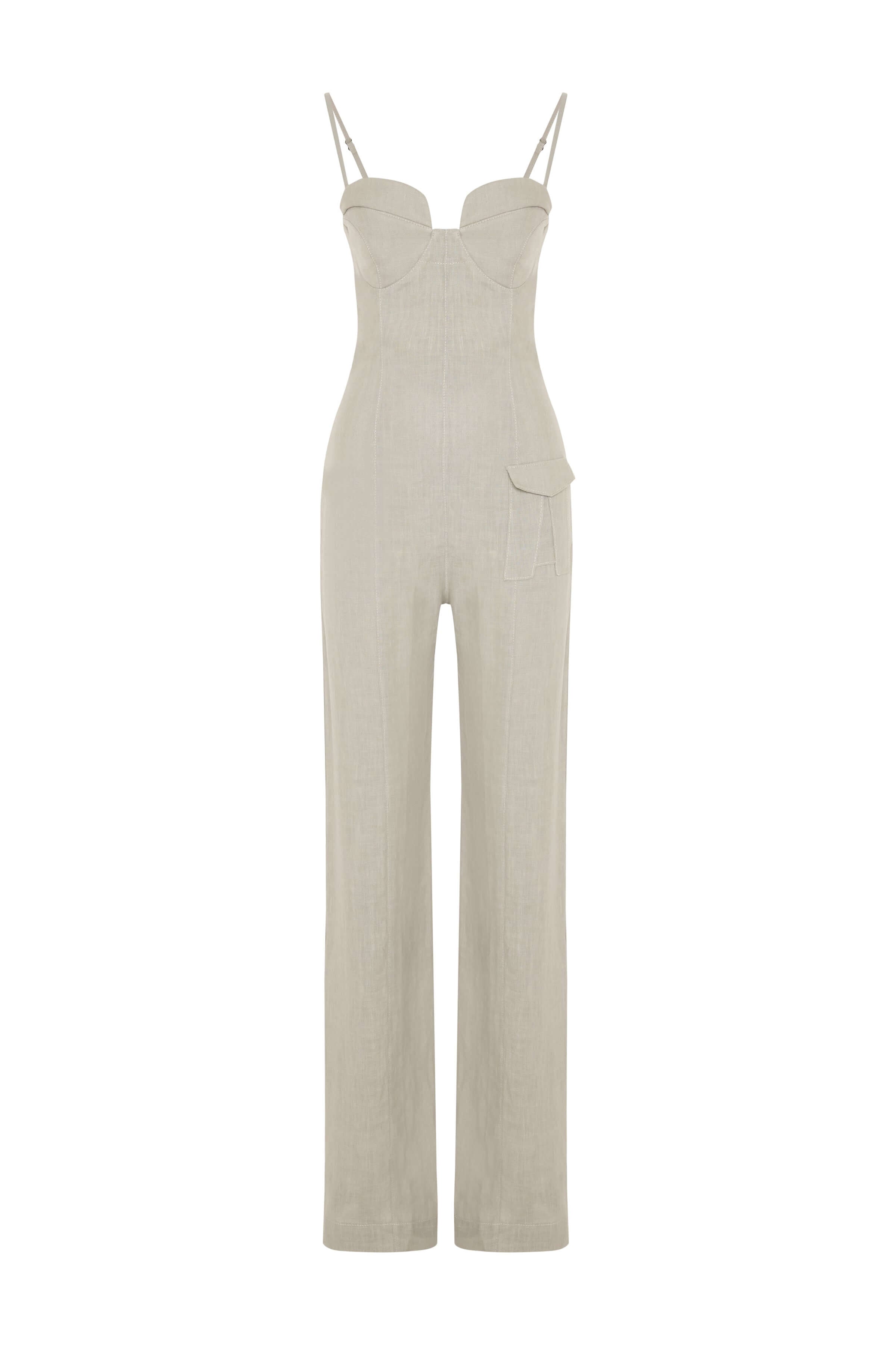 JENDUE Noè Jumpsuit - Linen Bustier Wide-Leg Jumpsuit 1
