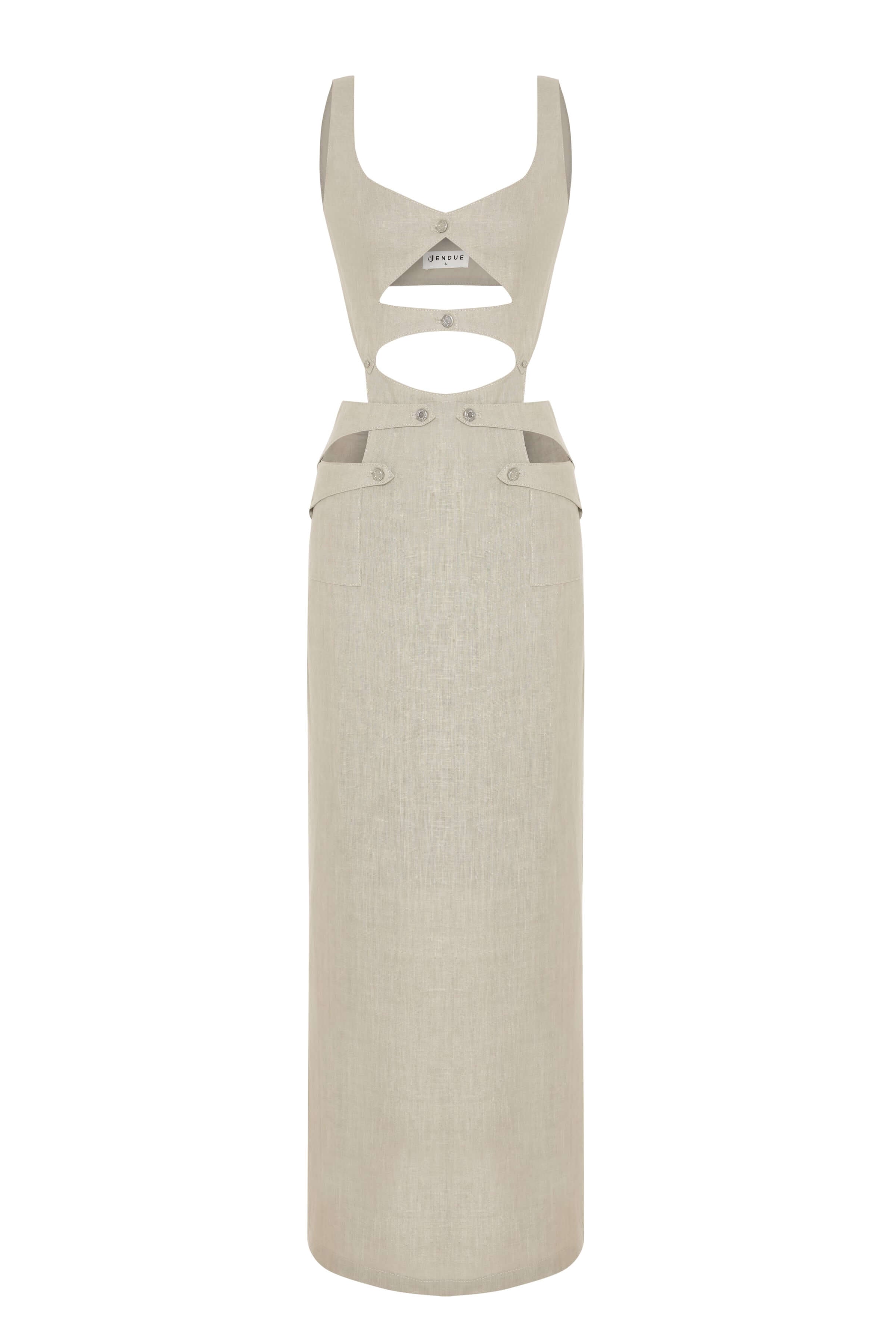 JENDUE Chiara Dress - Linen Cut-Out Maxi Dress 1