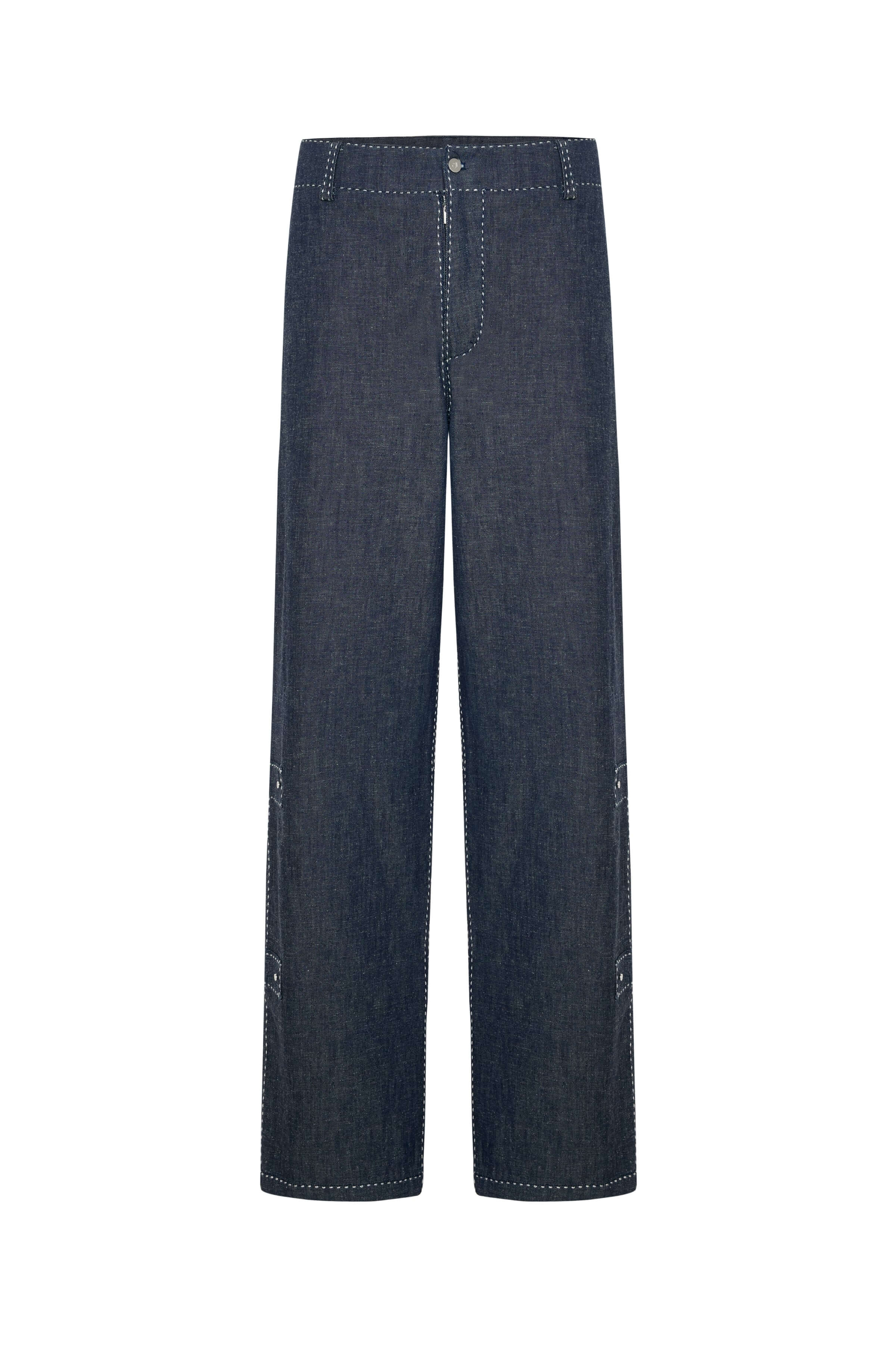 JENDUE Fortitude Trousers - Wide Leg Contrast Stitch Denim 1