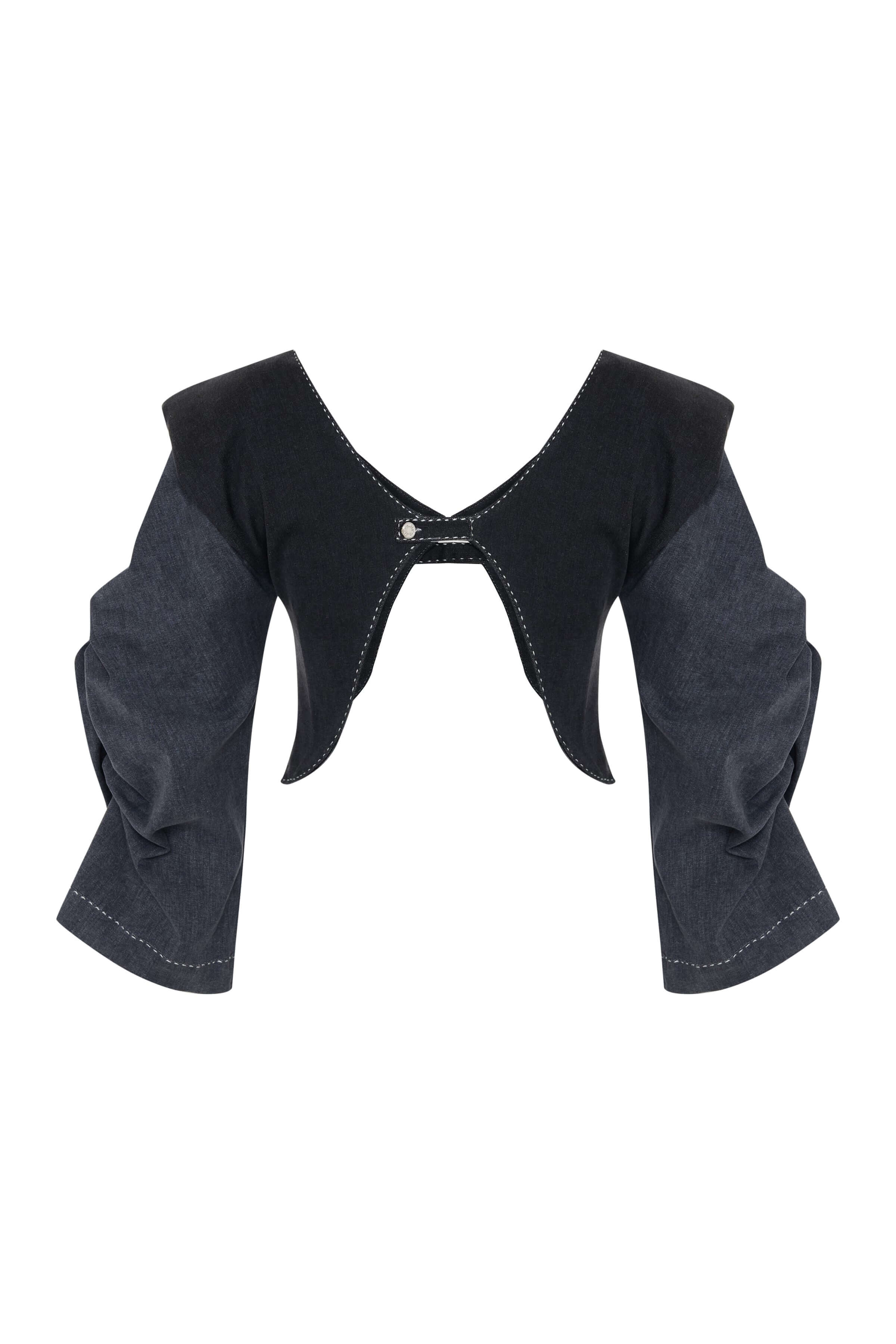 JENDUE Lilia Jacket - Cropped Puff Sleeve Denim Bolero 2
