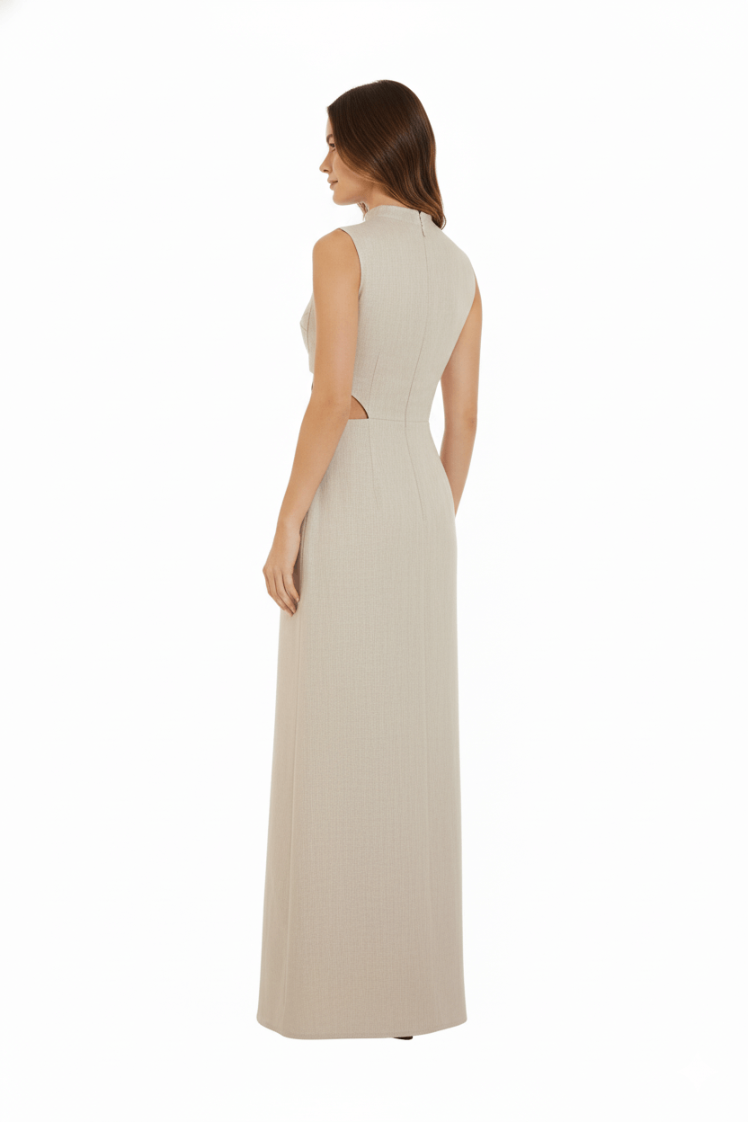 JENDUE Soul Flame Dress - Avant-Garde Linen Maxi Cut-Out 3