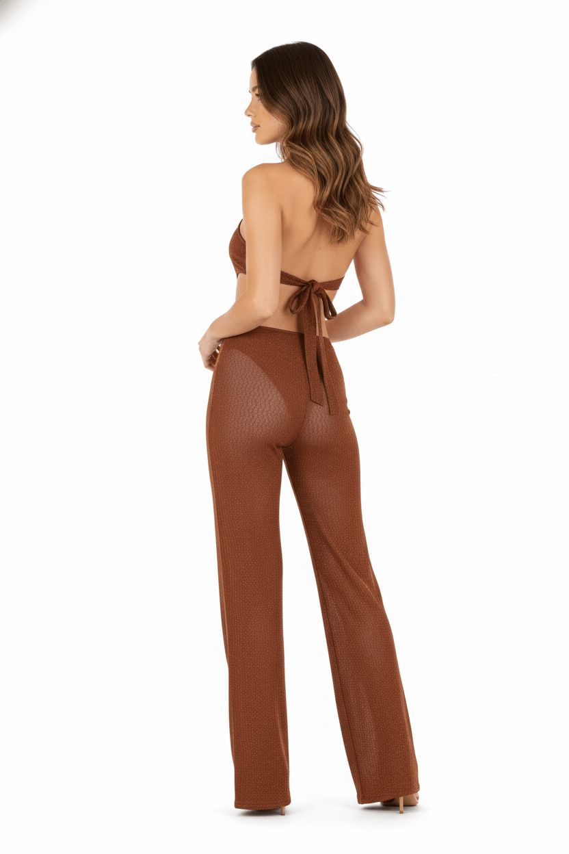 JENDUE Elion Jumpsuit - CutOut Halter Glitter Knit One-Piece 3