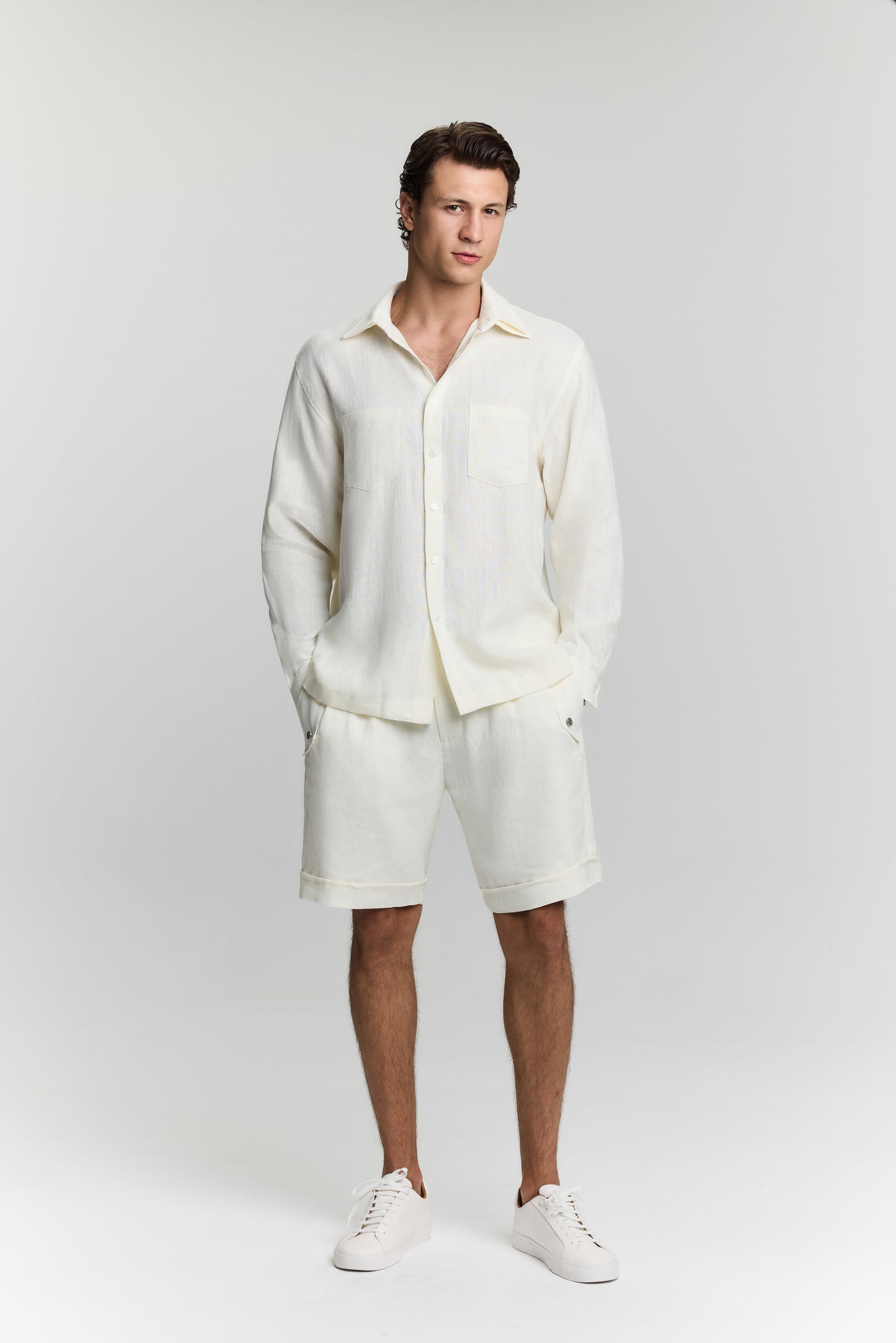 LUCIA MEN ECRU LINEN SHORT