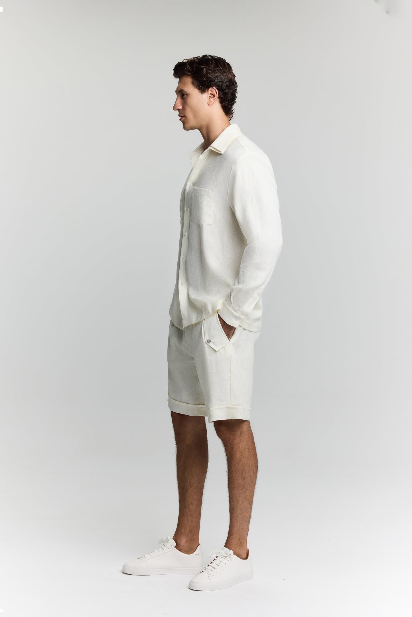 LUCIA MEN ECRU LINEN SHORT