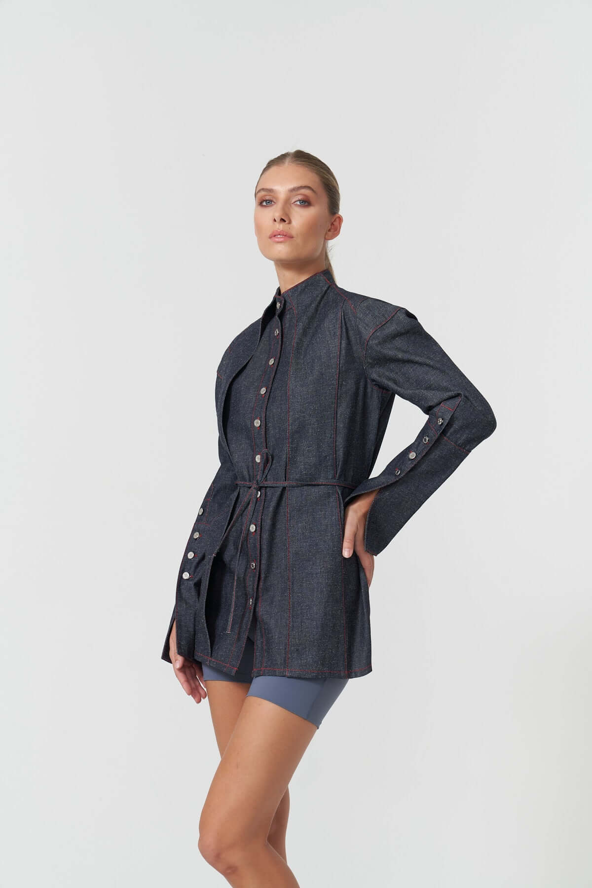 double collar dress shirt Davidson Double Collar Denim Shirt