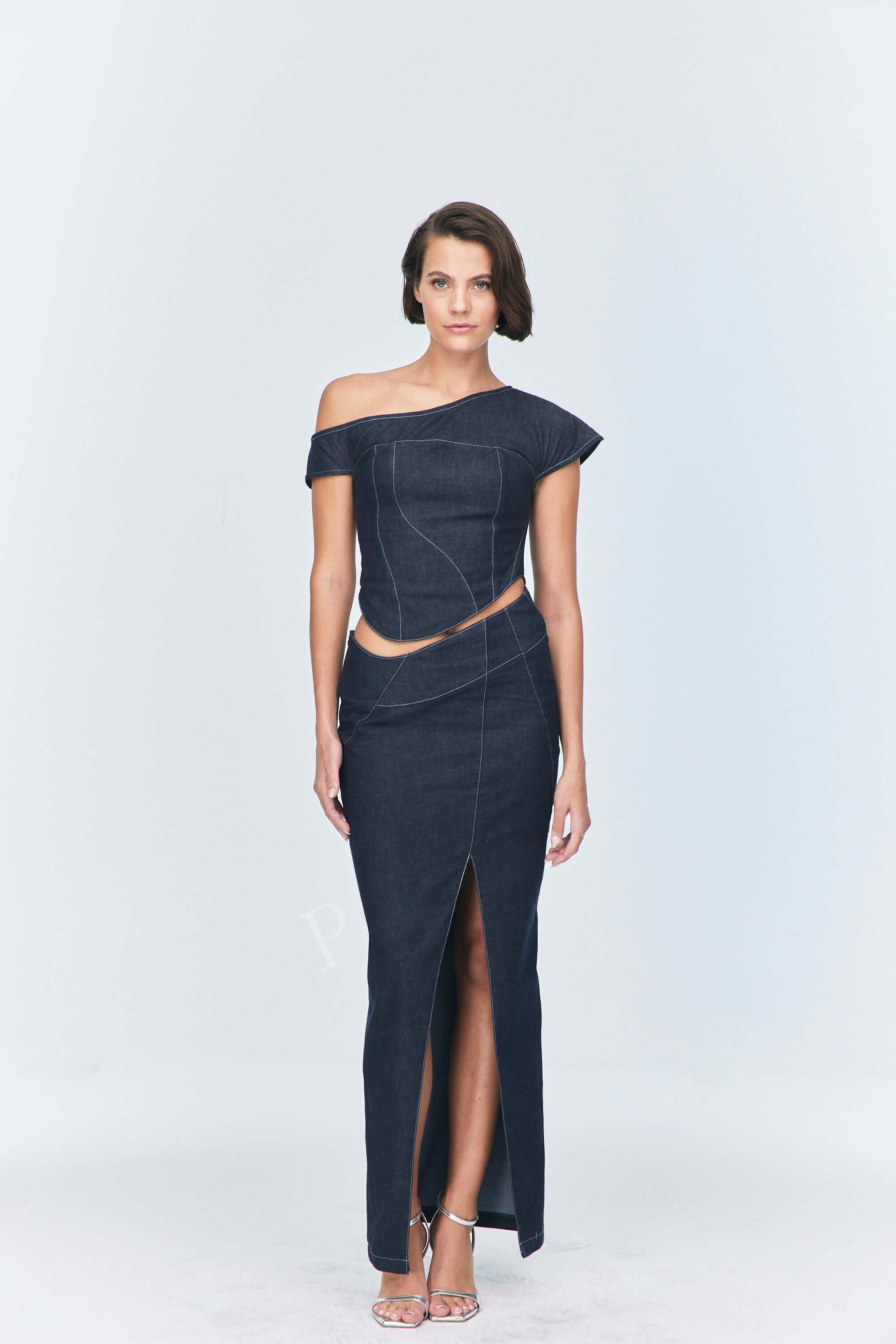 denim skirt dress for women Bethany Dark Wash A-line Long Denim Skirt