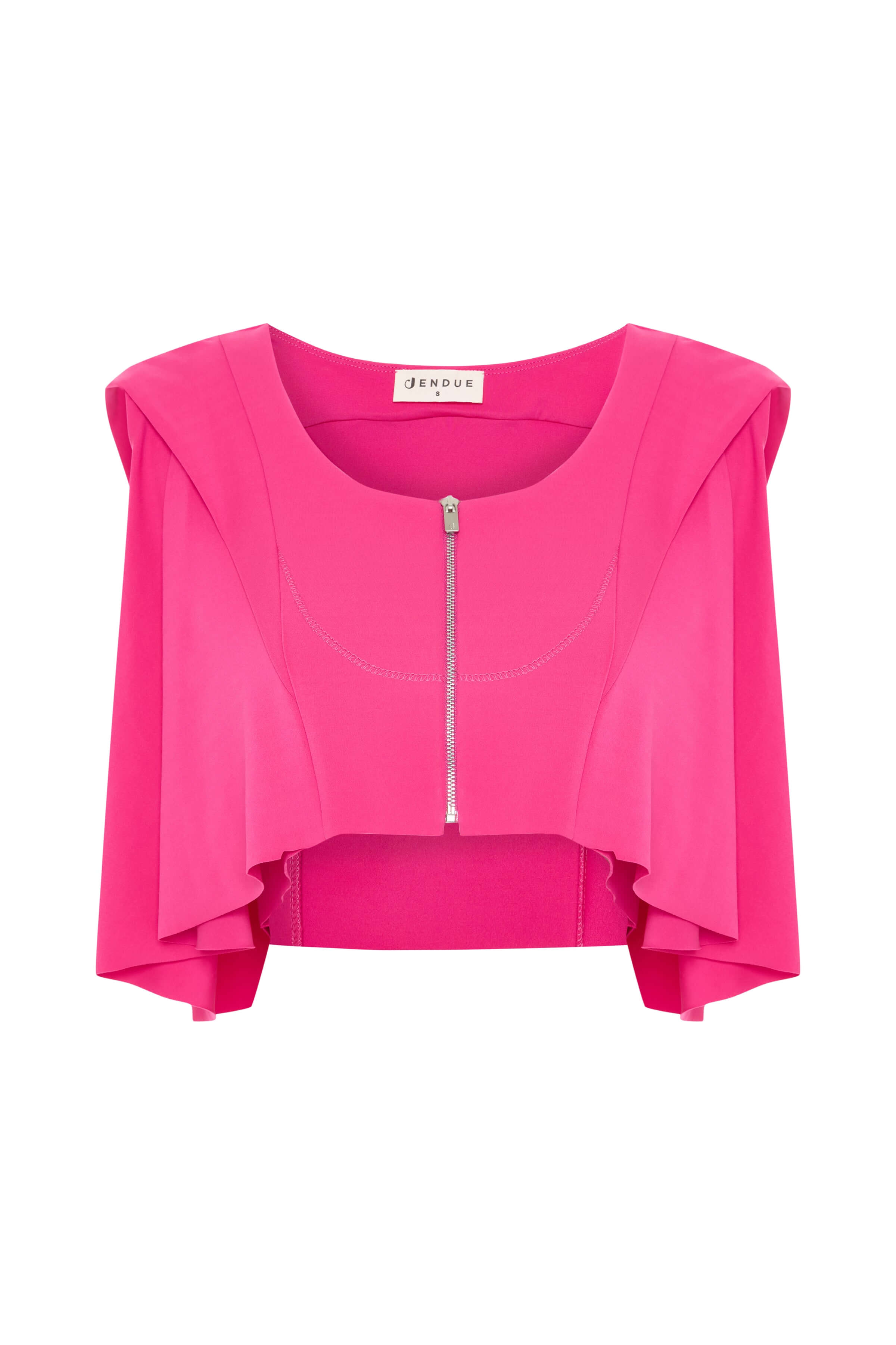 JENDUE Cecile Crop and Vest - Designer Zip-Up Bolero Top