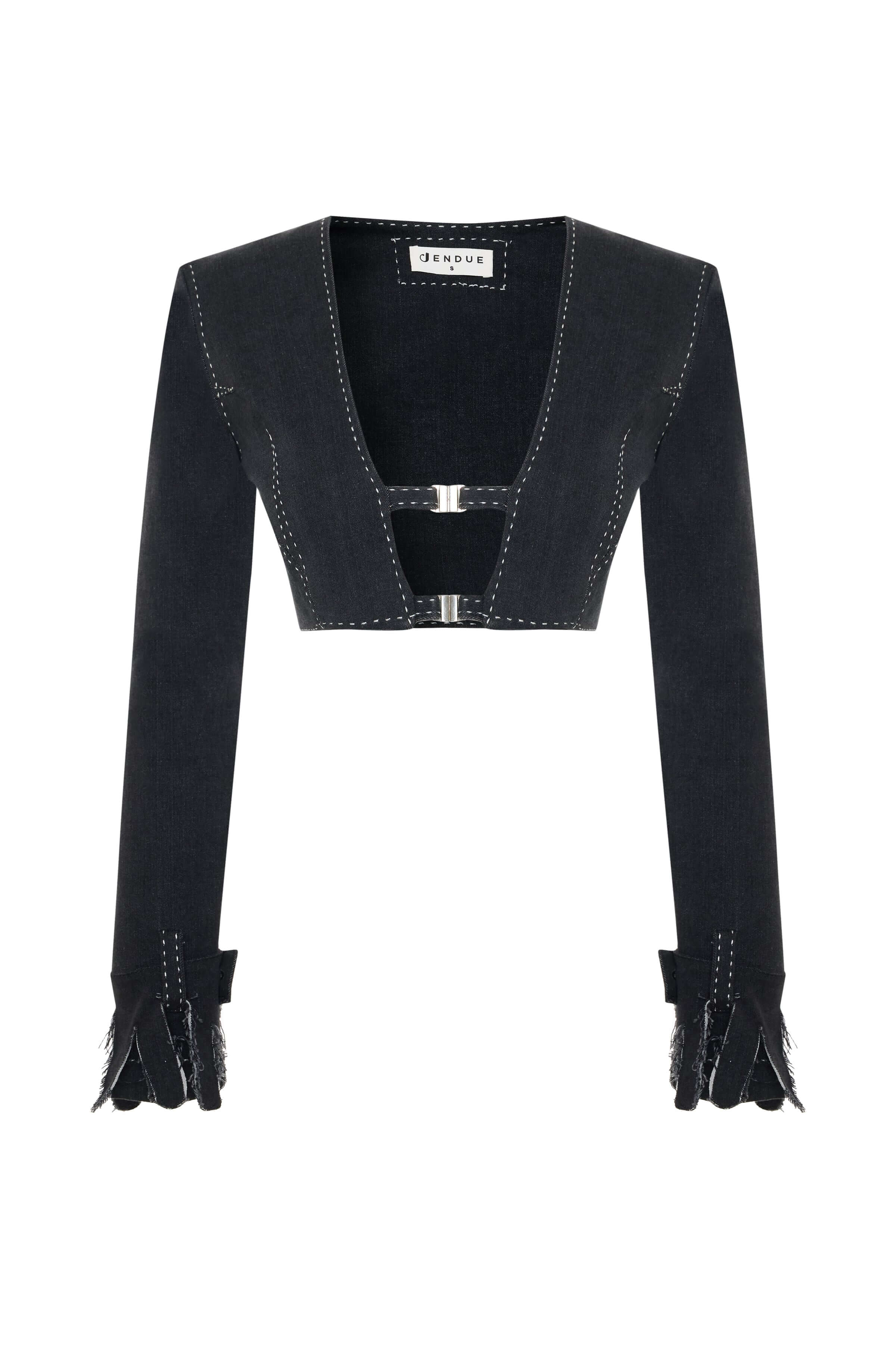 JENDUE Luciano Jacket - Cropped Black Denim Bolero 1