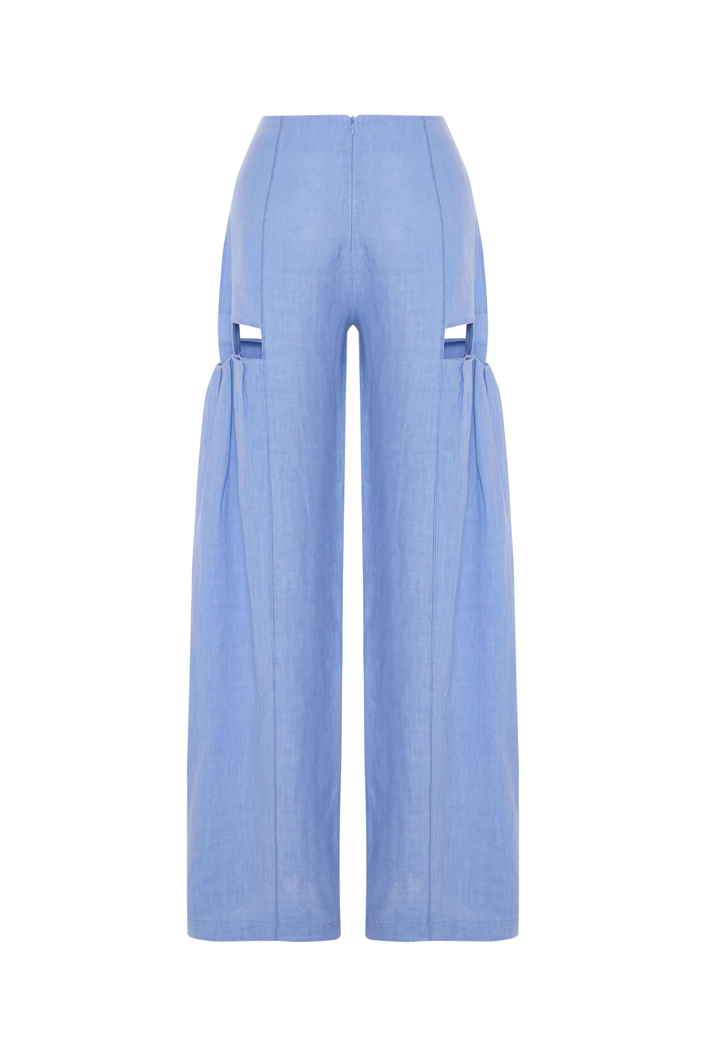 JENDUE Radiosa Sole Trousers - Linen Cut-Out Wide Leg Pants 2