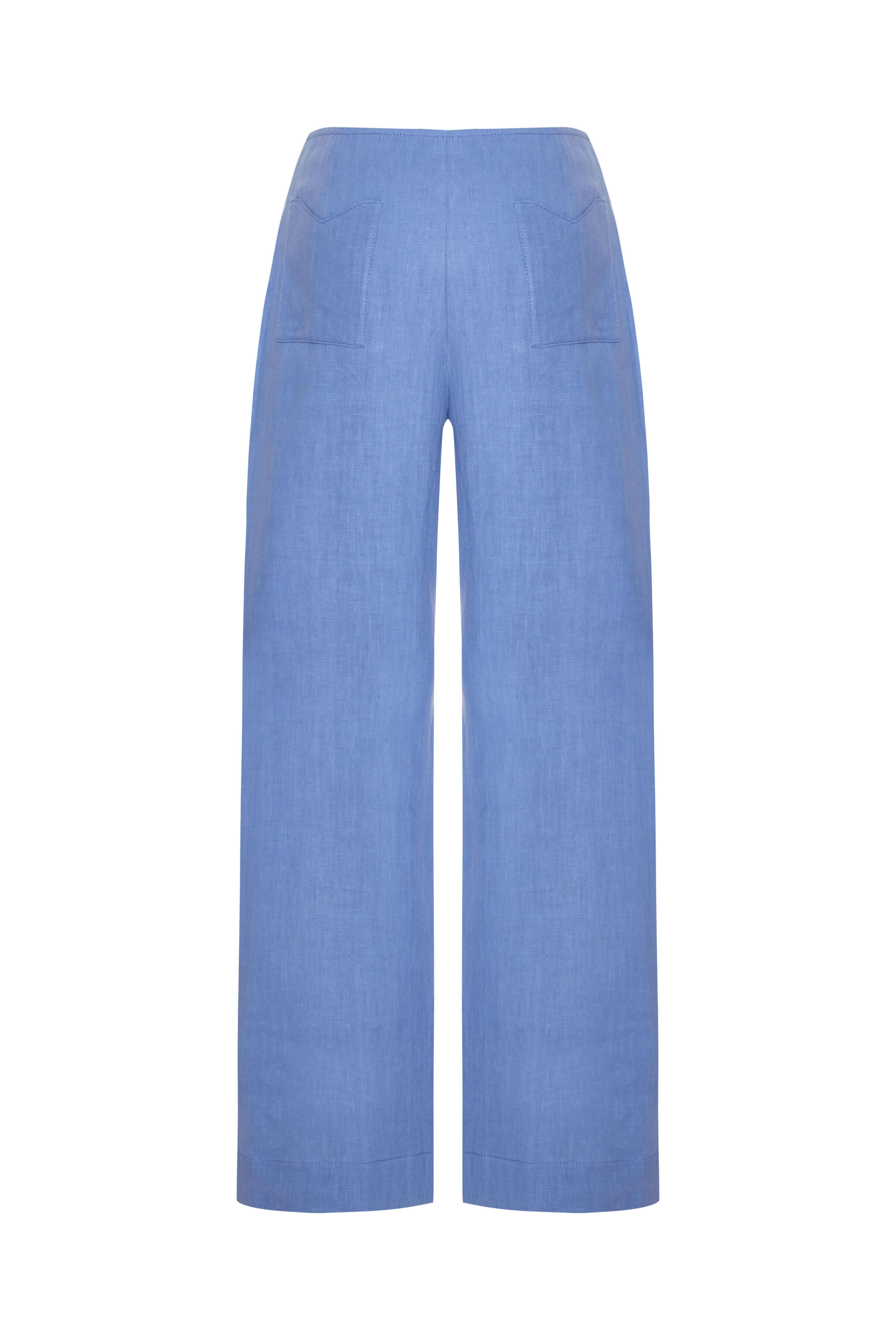 JENDUE Luna Trousers - Blue High-Waisted Wide Leg Pants 2