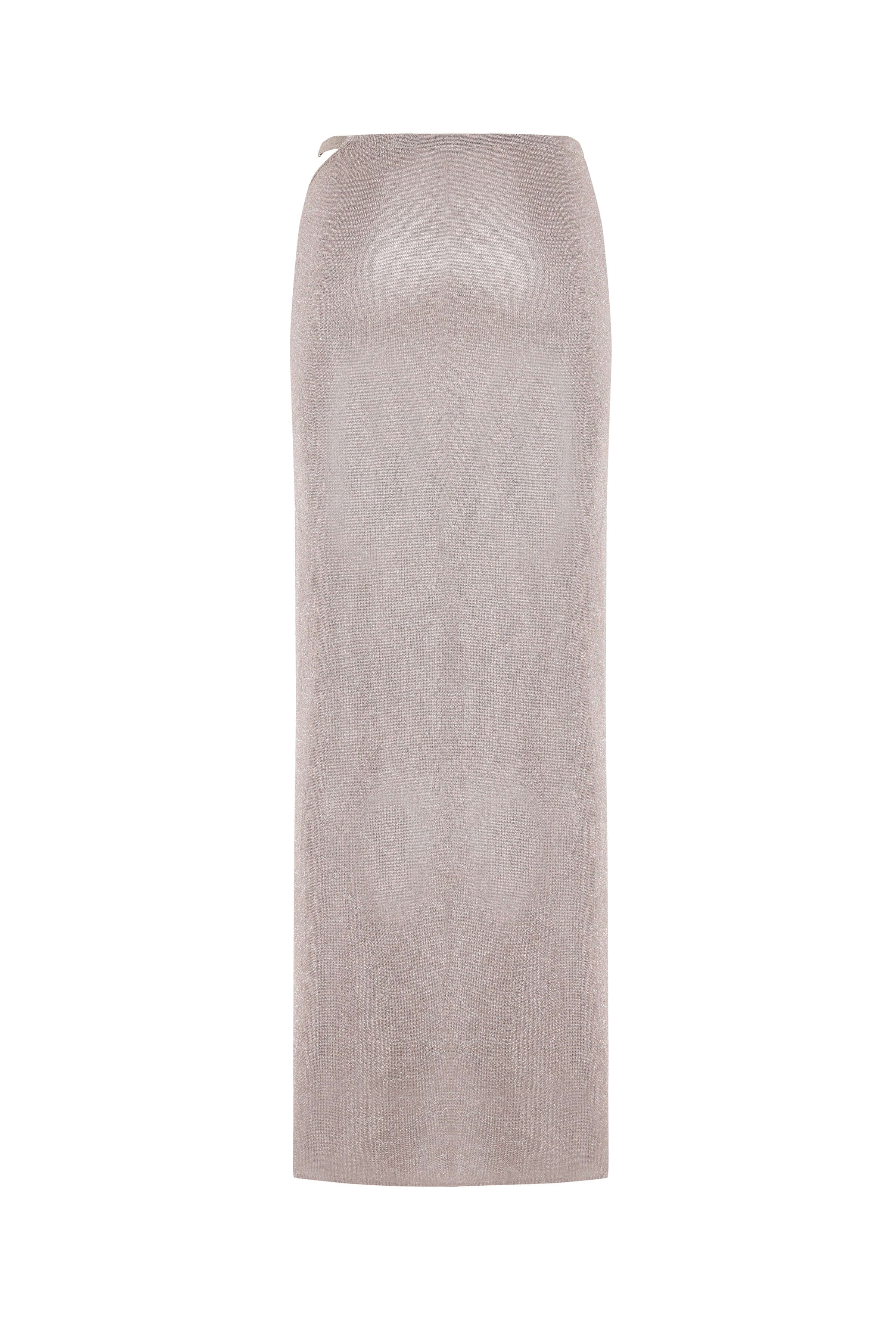 JENDUE Zahrâ Metallic Knit Maxi Skirt with High Slit 2