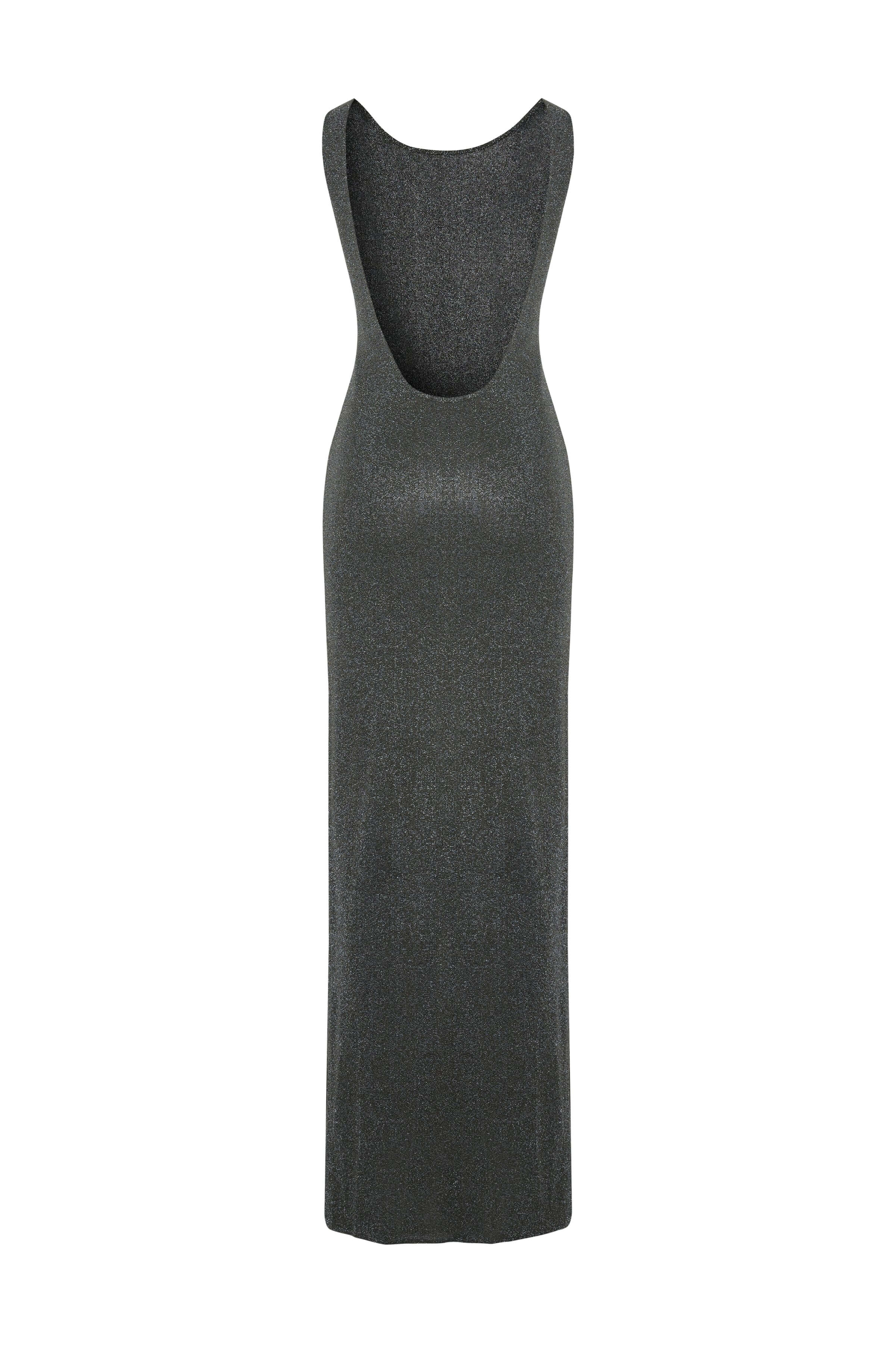 JENDUE Lucenza Dress - Sparkly Sleeveless Maxi with Side Slits 2