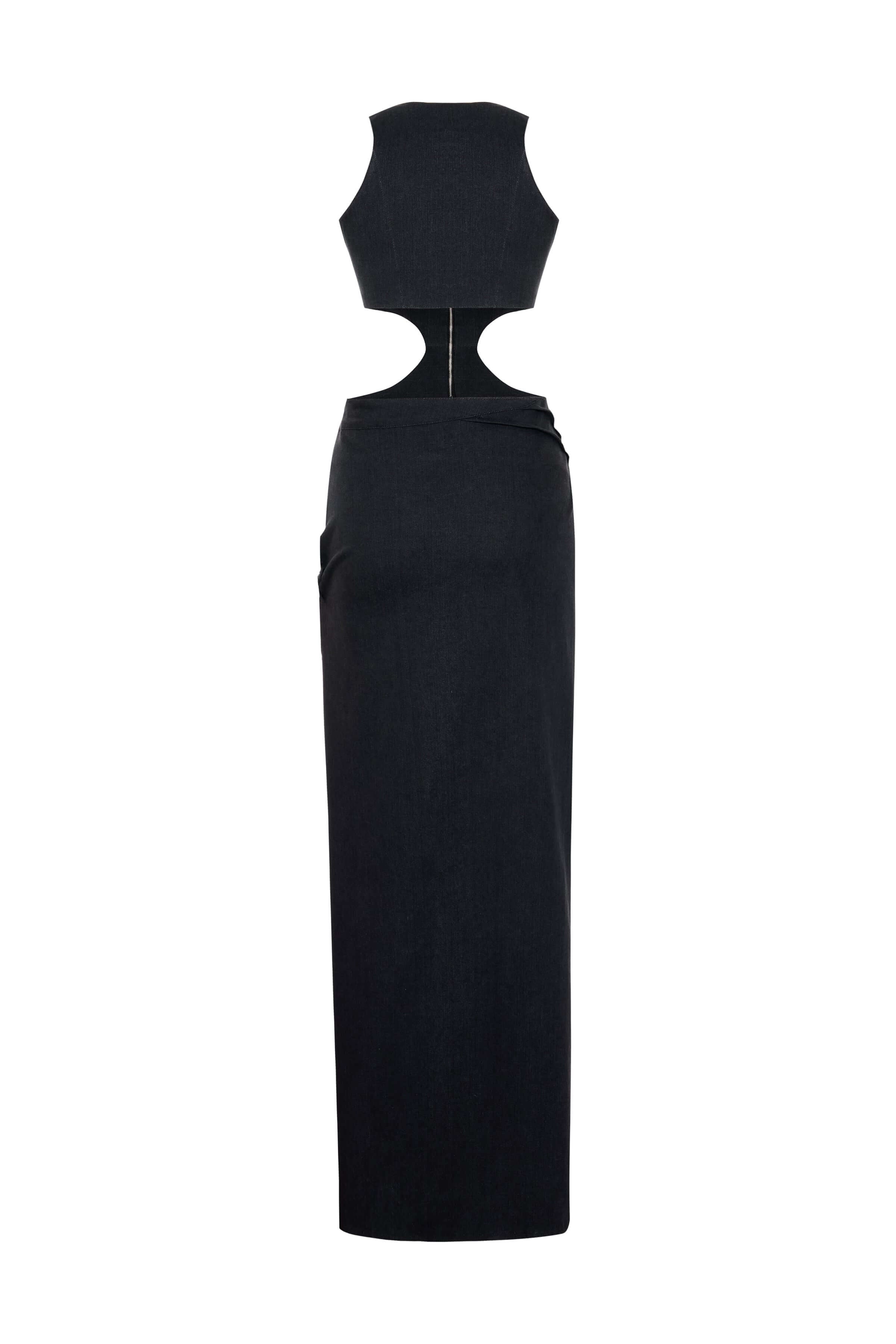 white christmas dresses Denim Cutout Maxi Dress S main image 1