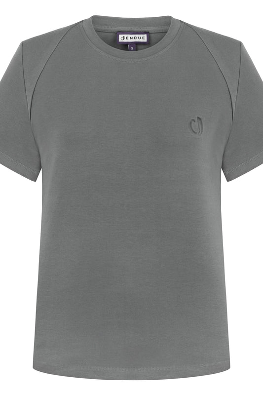 J Logo Oversize Gray Basic T-Shirt