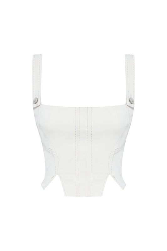 CATALINA WHITE DENIM CROP