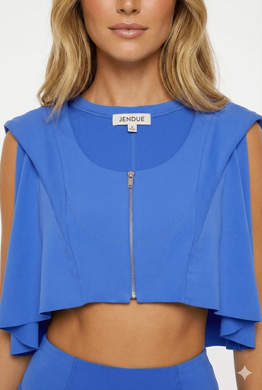 JENDUE Cècile Crop and Vest - Designer Zip-Up Bolero Top 6