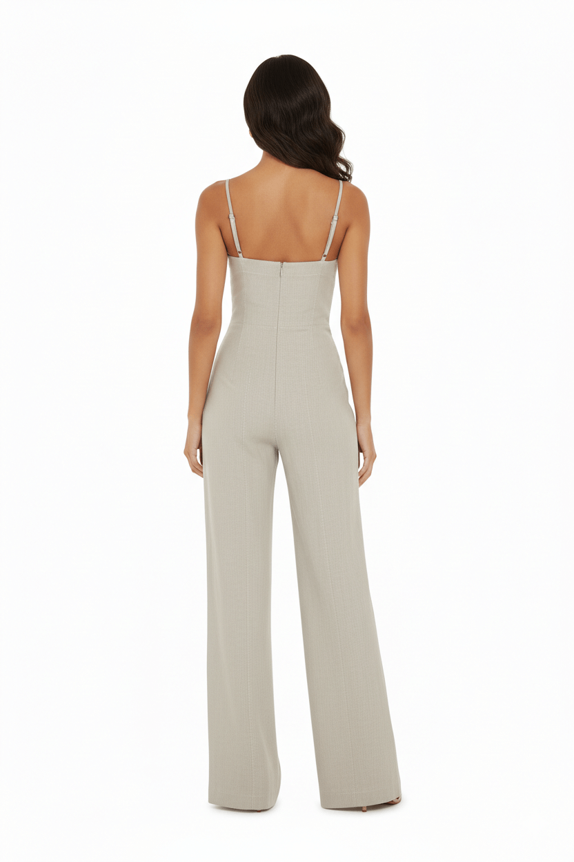 JENDUE Noè Jumpsuit - Linen Bustier Wide-Leg Jumpsuit 4