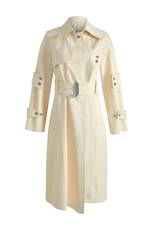 Trench Coat with J Buckle in Chaby