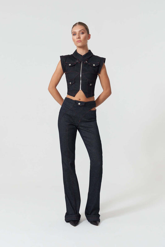 DAVIDSON CUT OUT WIDE LEG JEANS