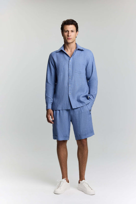 LUCIA MEN BLUE LINEN SHIRT