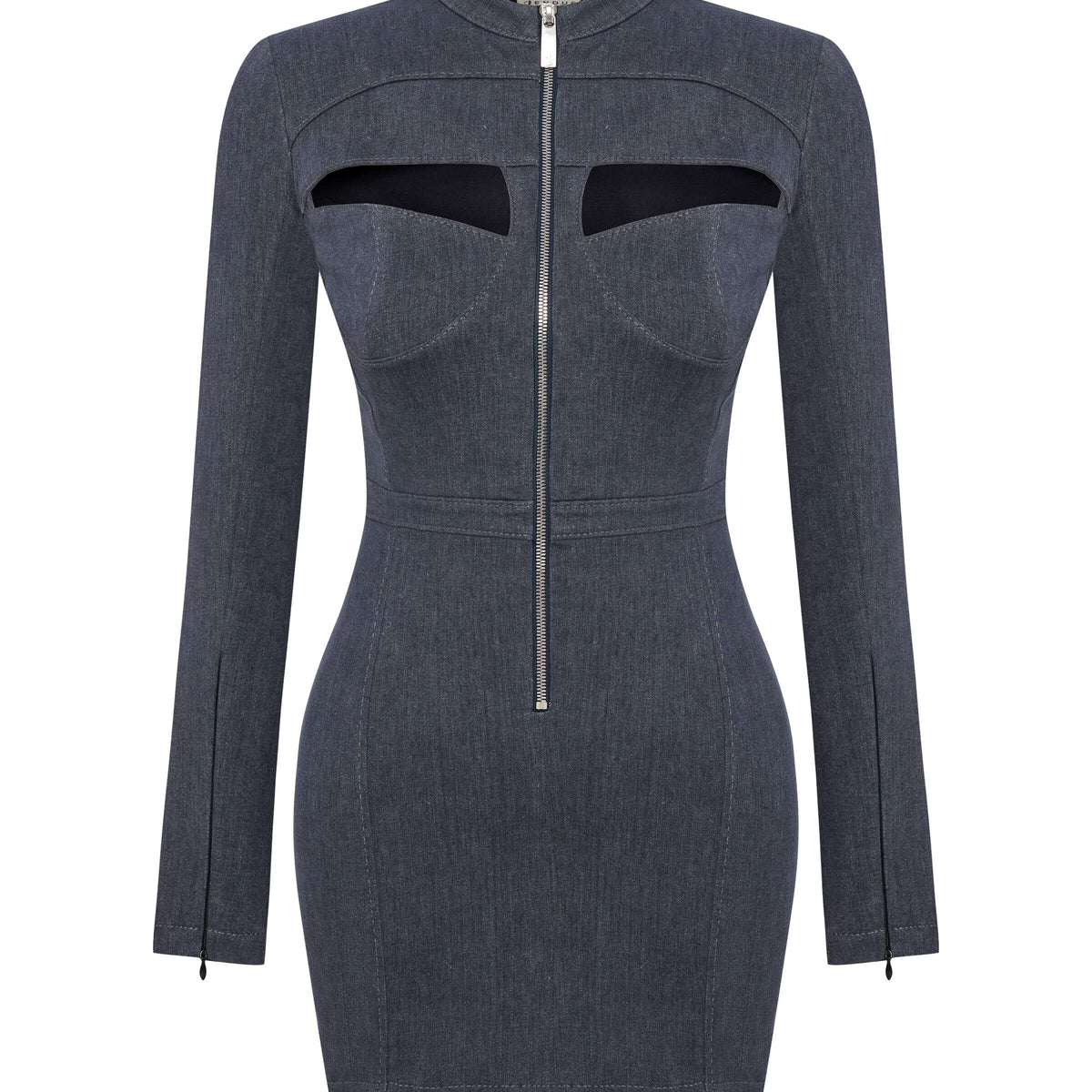 JENDUE Aurora Denim Dress - Chic Cut-Out Mini