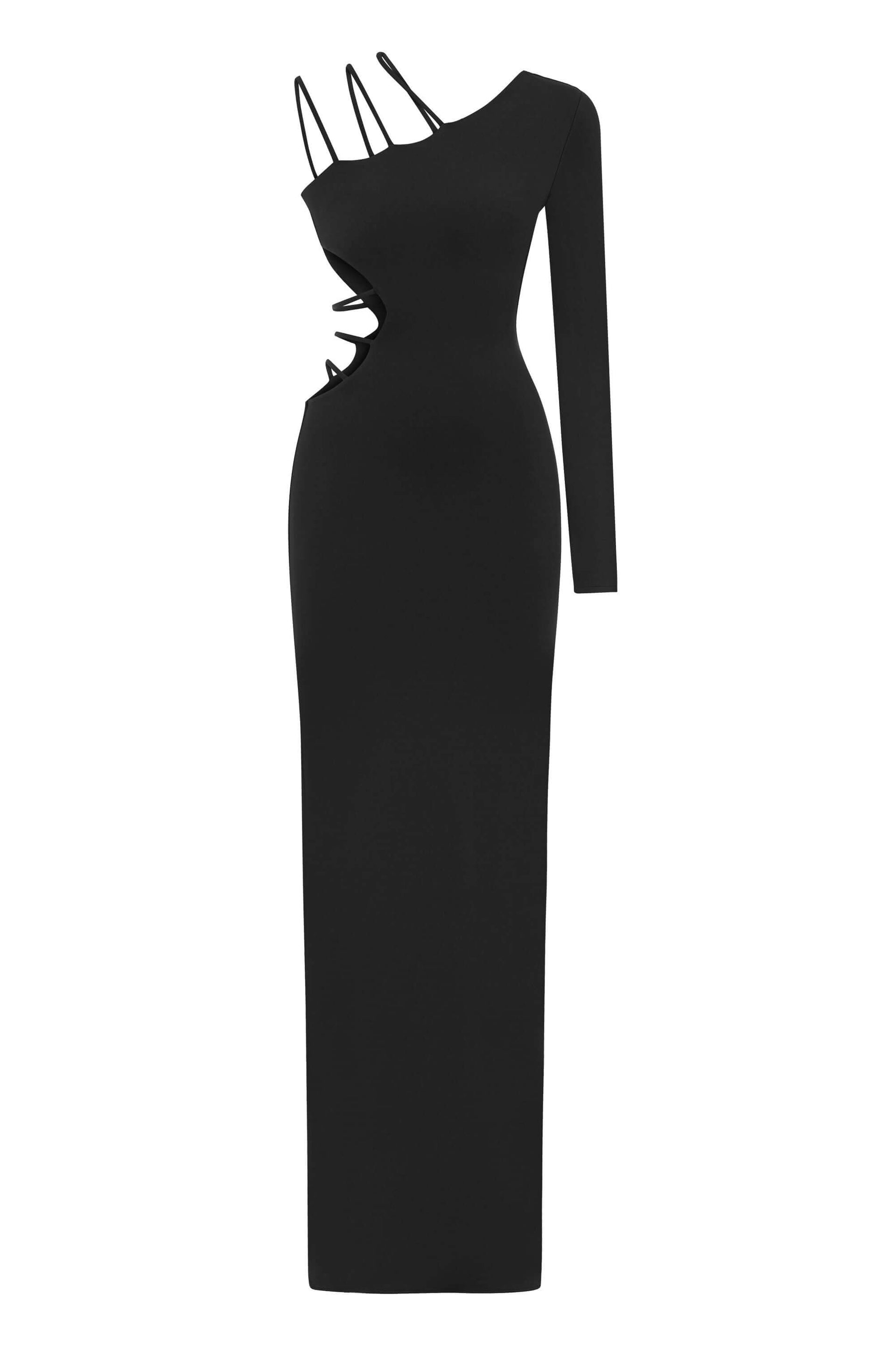 Jendue Women's Aurora One Shoulder Maxi Dress - Black