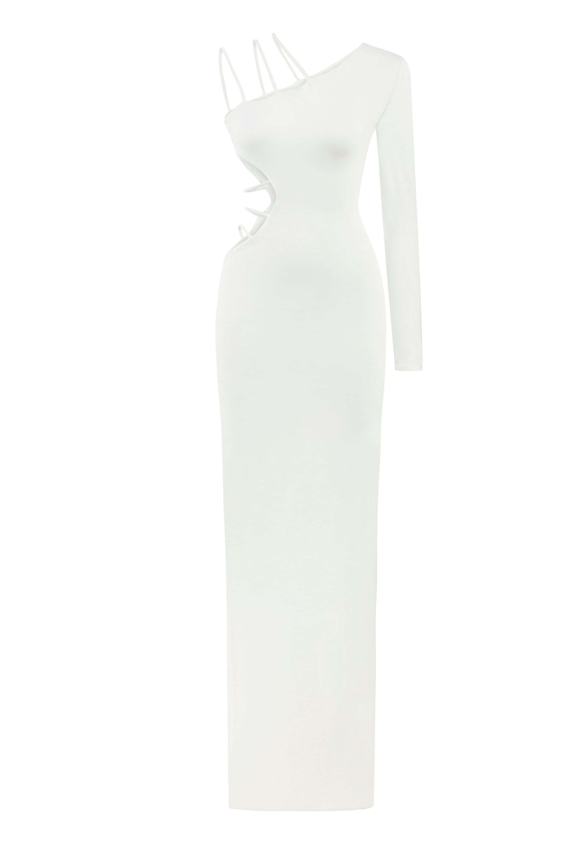 white maxi dress one shoulder Jendue Women's Aurora One Shoulder Maxi Dress - Black
