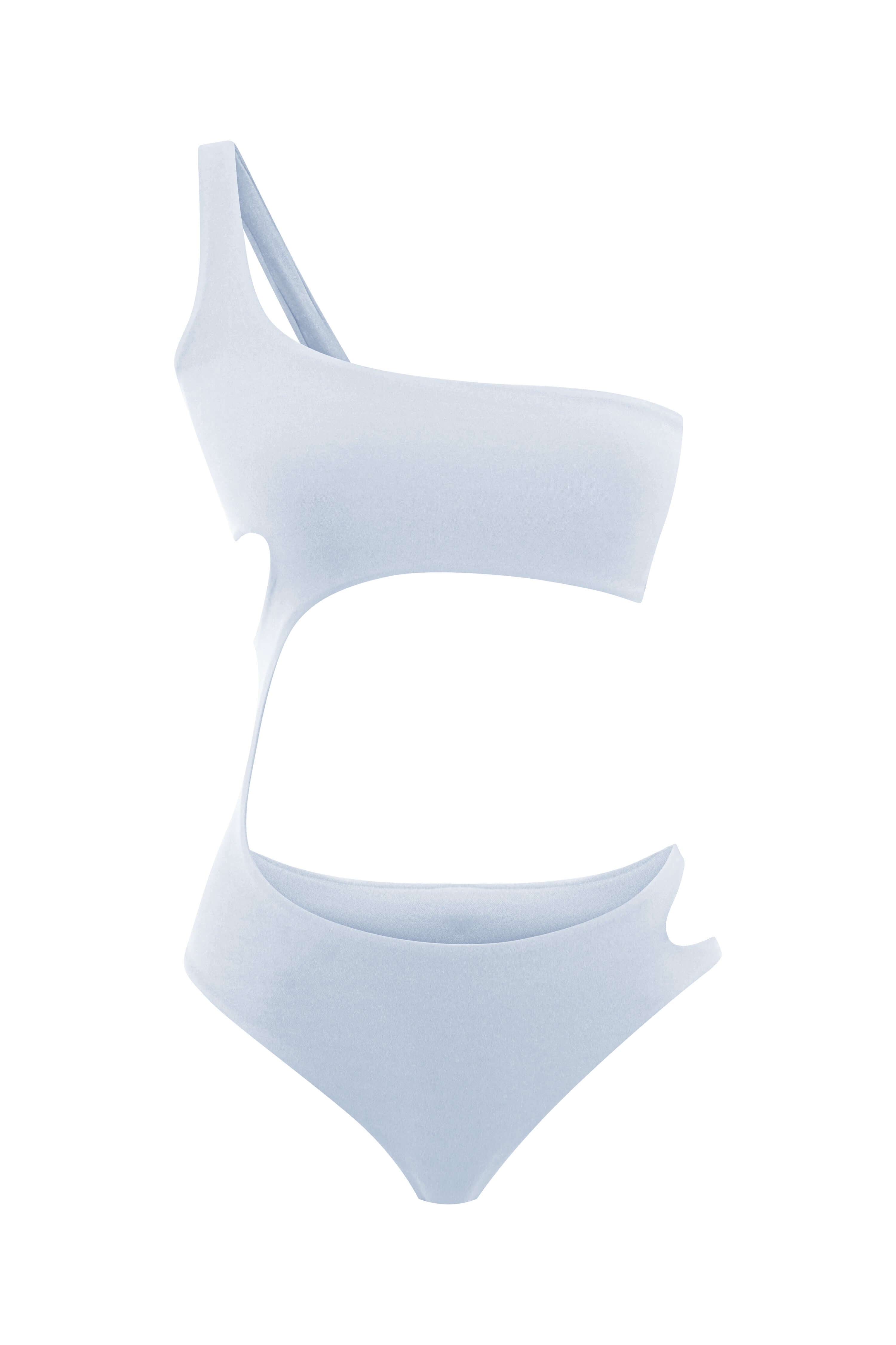 JENDUE trendy blue monokini: asymmetrical design, bold cut-outs, and a sleek, contemporary style.