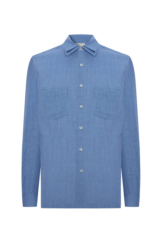 LUCIA MEN BLUE LINEN SHIRT